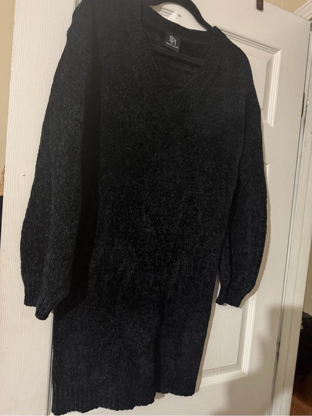 Derek Heart Plush Black Chenille Sweater Dress